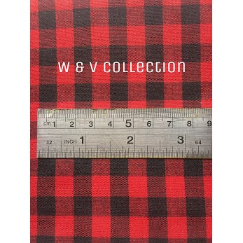 Kain Kotak merah hitam 1cm lebar 150cm.
