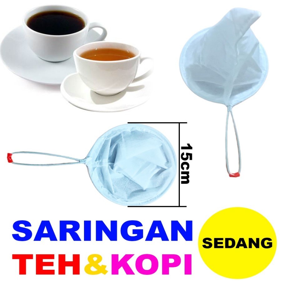 Paket 20PCS Saringan Teh/Kopi Kain Ukuran 14cm (Sedang) - Saringan Gagang Besi Coffee Tea Strainer