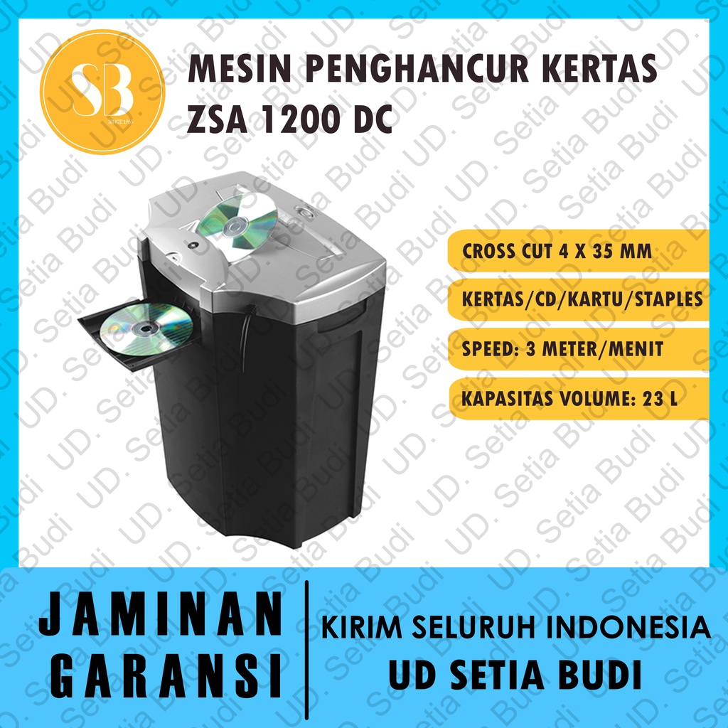 Mesin Penghancur Kertas ZSA 1200 DC Cross Cut Paper Shredder 1200DC