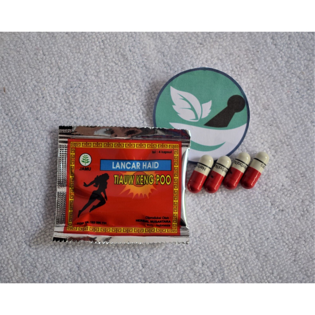 Tiauw Keng Poo Jamu Herbal Lancar Haid datang bulan - 1 sachet isi 4 kapsul