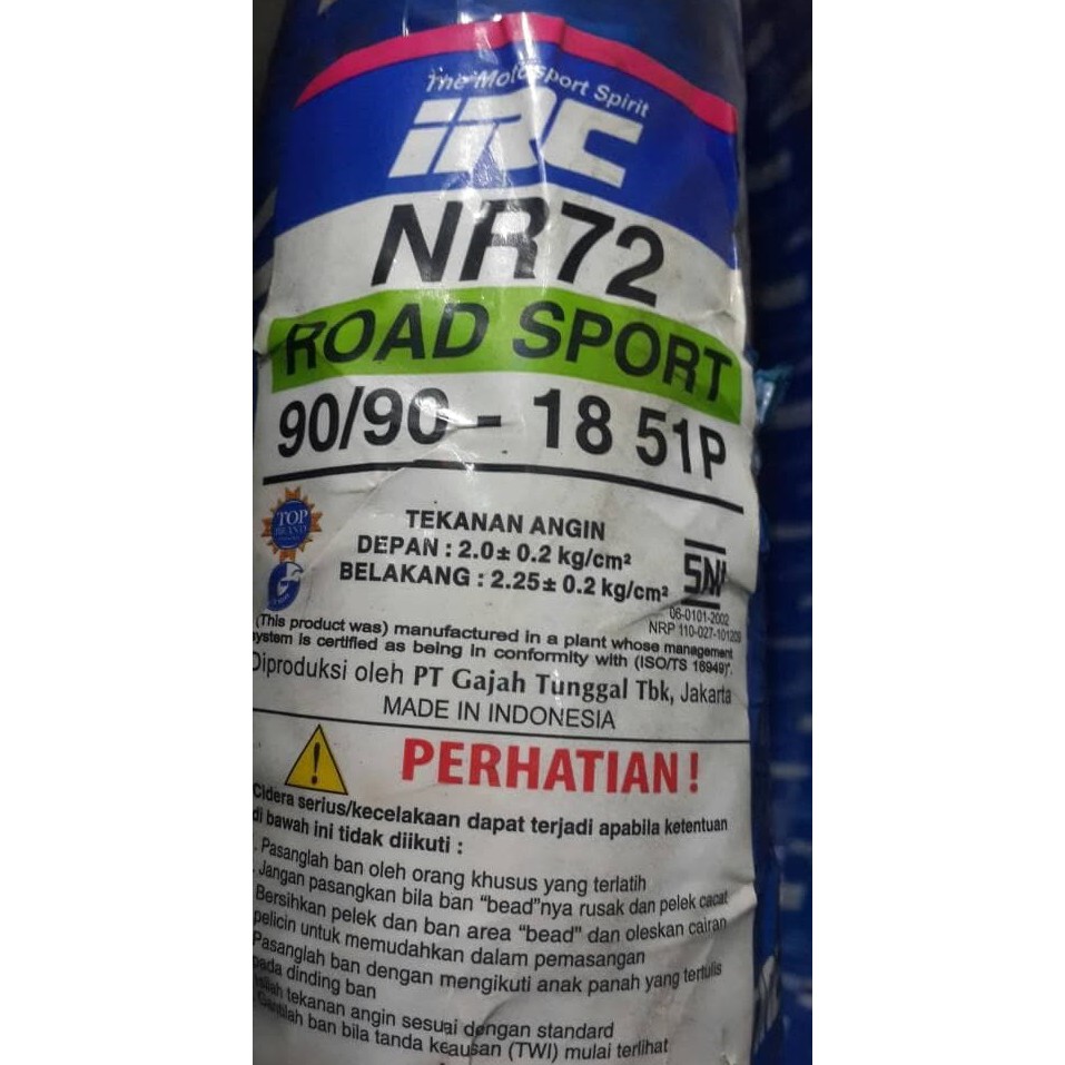 ban luar irc 90/90-18 nr72 tubetype