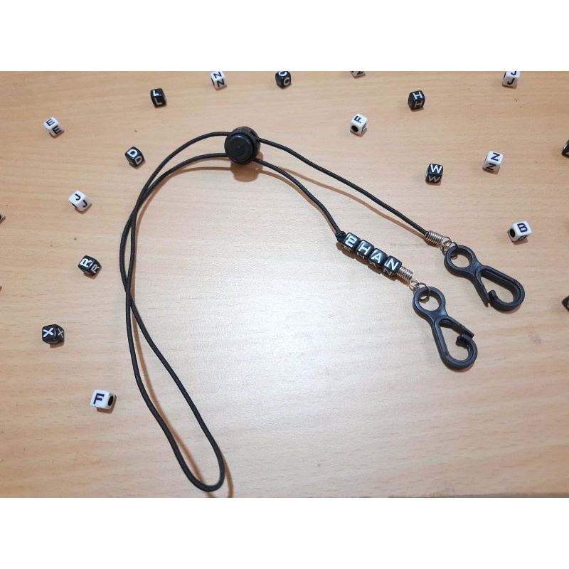 Strap Mask 2in1 Unisex Inisial|Kyra|Konektor|Connector|Lucu|Unik|Murah|Bandung