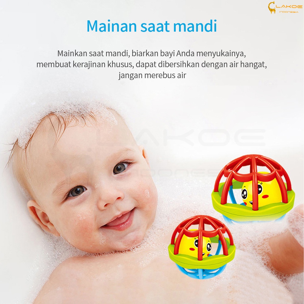 LAKOE Mainan Bayi/Bola Putar Rattle Teether Bahan Plastik Lembut Dengan Suara Kerincingan