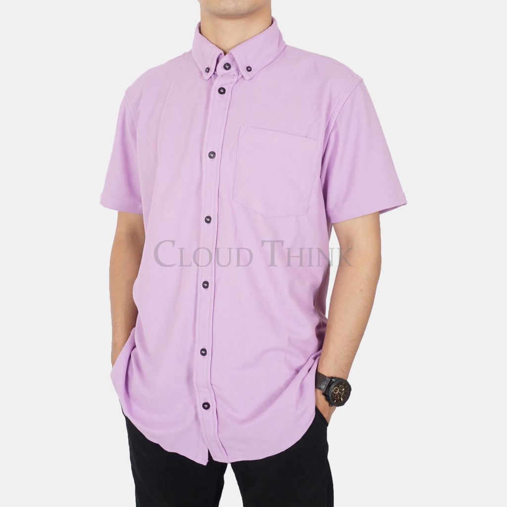 Kemeja Pria Lengan Pendek Lilac | Lilac Original Cotton Pique Best Quality