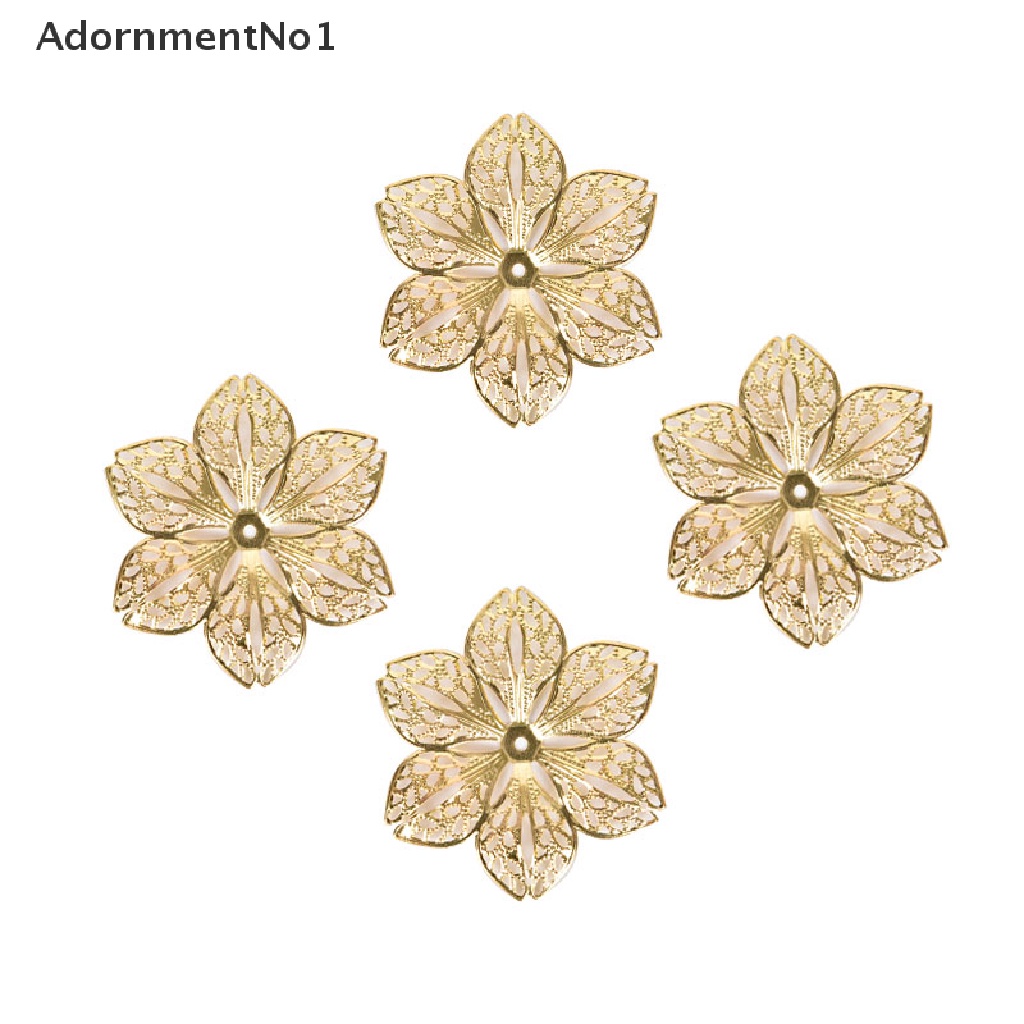 (AdornmentNo1) 50pcs / Set Konektor Liontin Bentuk Bunga Filigree Untuk Kerajinan Perhiasan DIY