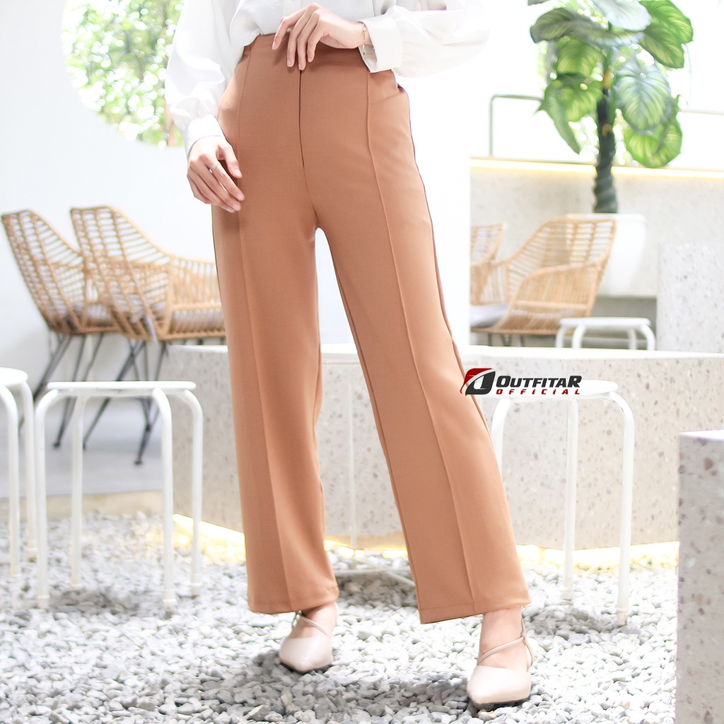 Celana Wanita Kulot Garis Celana Jumbo Kulot Felicia High Waist Long Kulot Premium