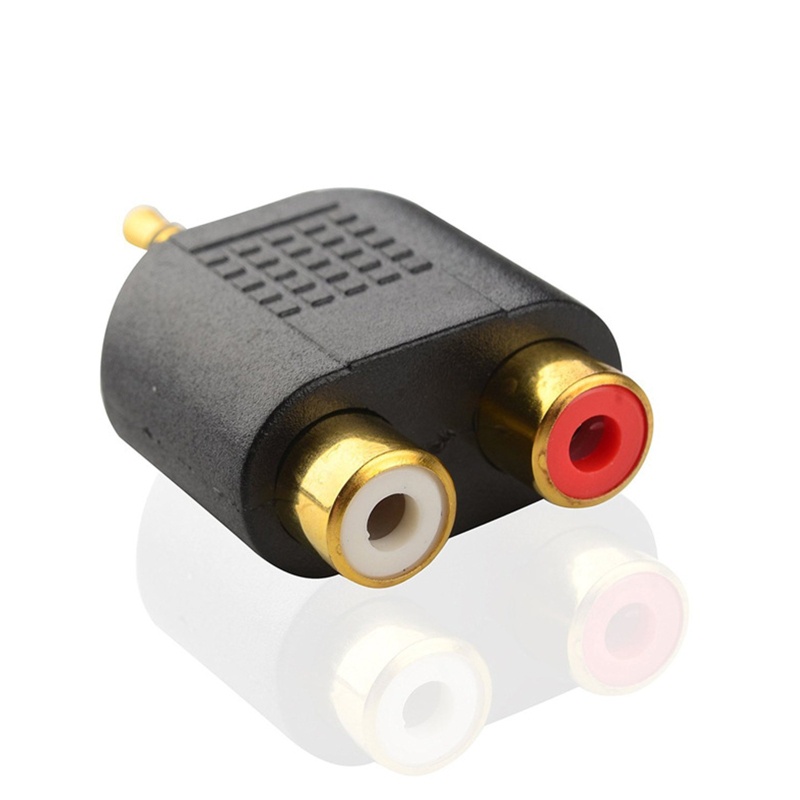 Btsg Berlapis Emas 3.5mm Stereo Ke 2-RCA Male to Female Red+White Adapter Splitter Adapter Adaptor Jack RCA Ganda Untuk TV