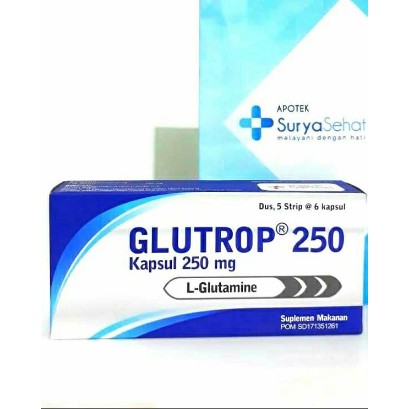 Glutrop 250mg atau 1 gram  1 box isi 30 kaplet