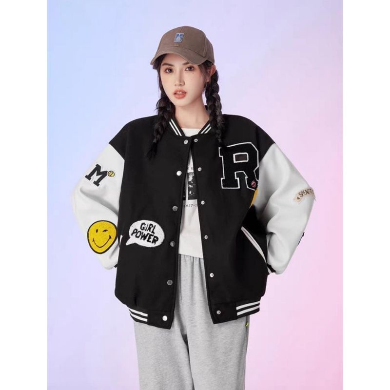 R basebal Jakcet Oversize | Jacket Pria Wanita Oversize | Sweatshirt Pakaian Wanita