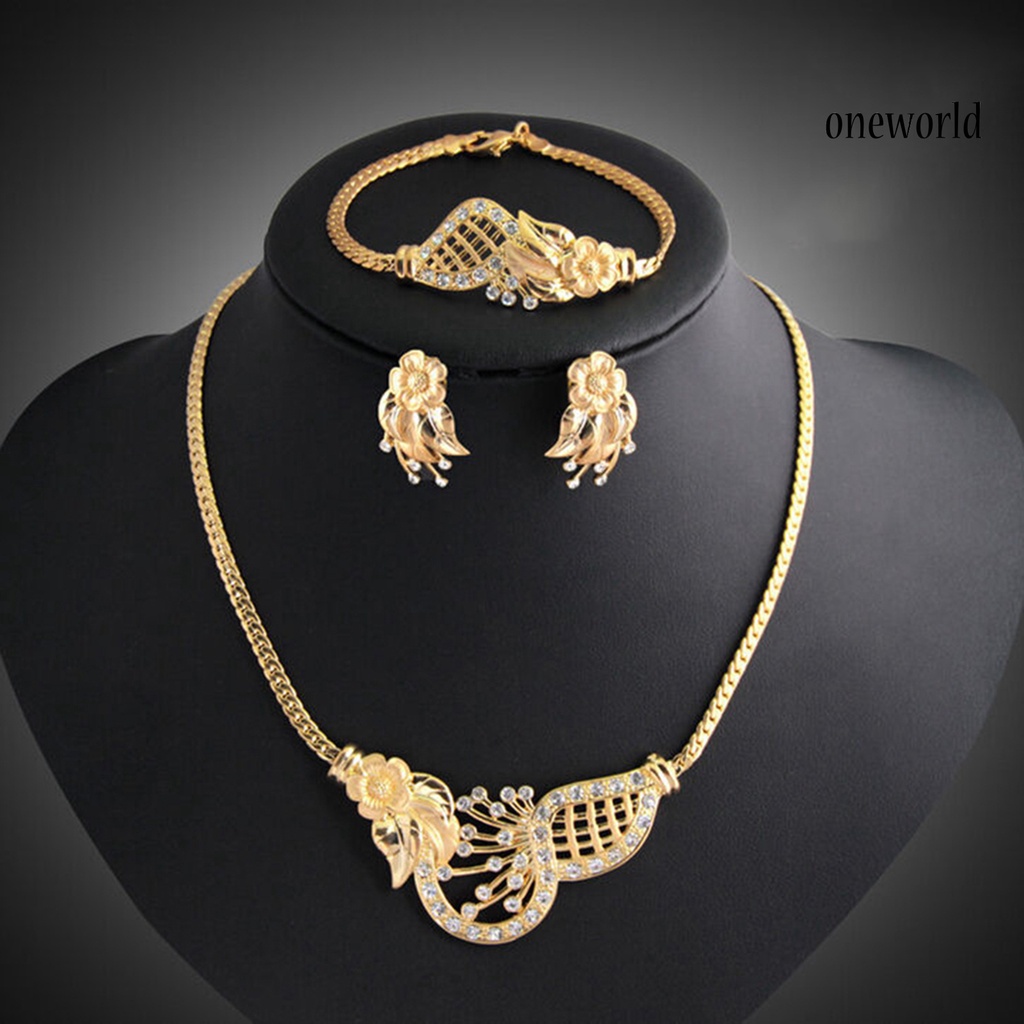 OW@ Jewelry Set Luxury Exquisite Alloy Fashion Earrings Jewelry Set for Wedding