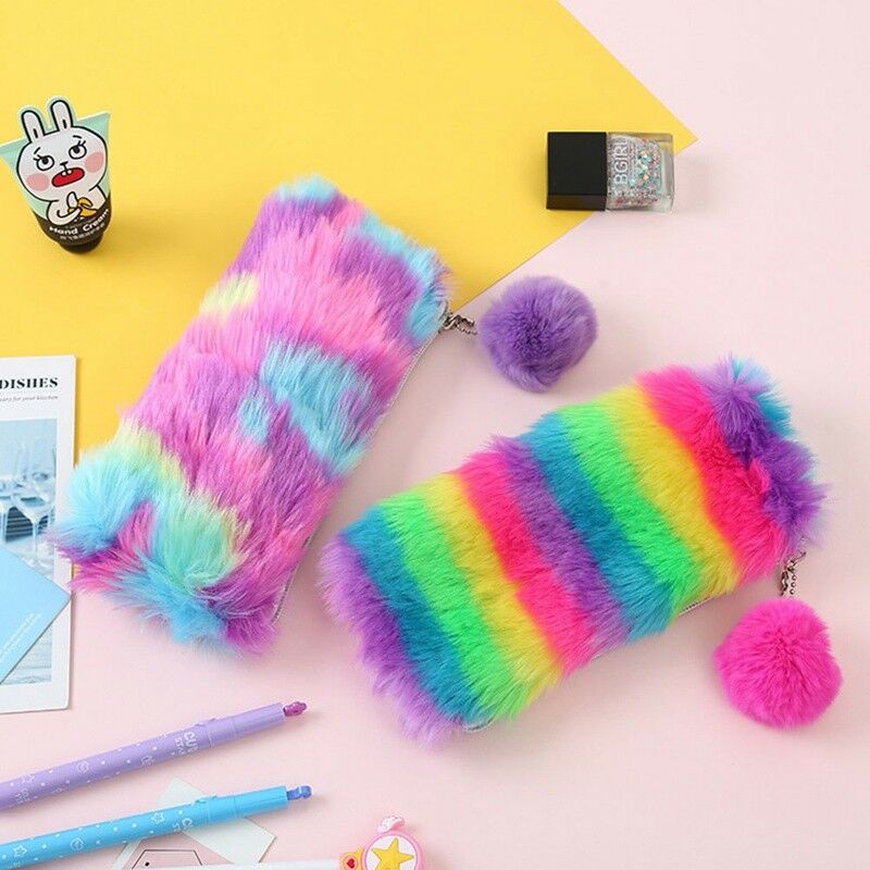 

Perlengkapan Sekolah Yo Yo Tempat Pensil Besar Bahan Plush Warna Pelangi untuk Sekolah