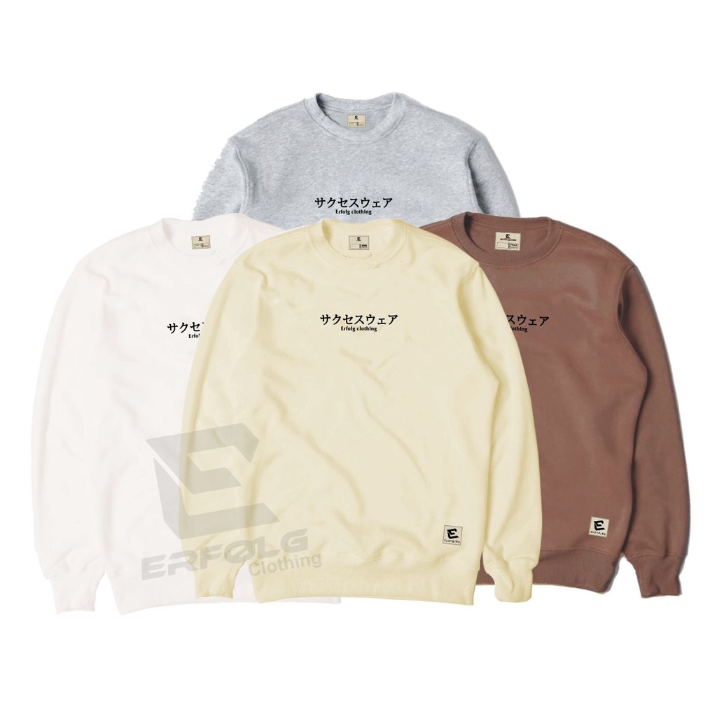 Crewneck Cream Pria Sweater Oblong Original Erfolg Clothing Distro Lokal Crowneck Pria Bahan Fleece Tebal Premium Crawneck Cowok Cewek Keren Motif Kekinian 2022 Switer Crewneck Couple Pasangan Oversize Jumbo Murah Basic Gaya Authentik Fhasion Bandung