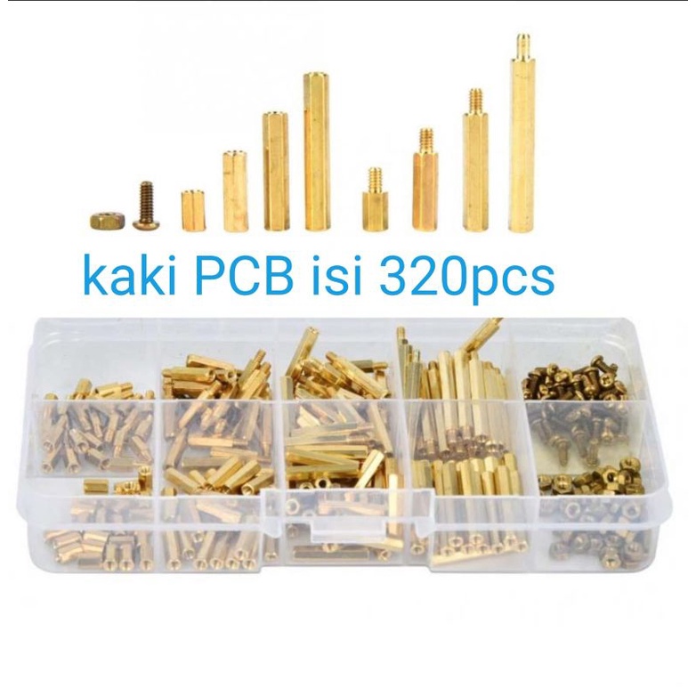 Spacer gold M2 dudukan kaki pcb kuningan 1box isi 320pcs kaki PCB