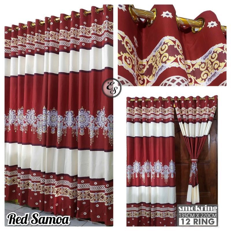 Gorden Smokering 12 Lubang Motif Red Samoa / Korden Jendela Pintu Minimalis Terlaris Bisa CoD