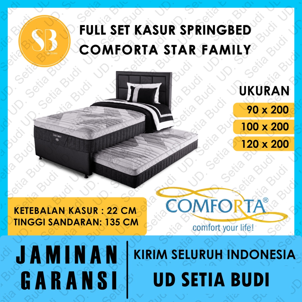 Full Set Kasur Comforta Springbed Star Family 120x200 100x200 90x200