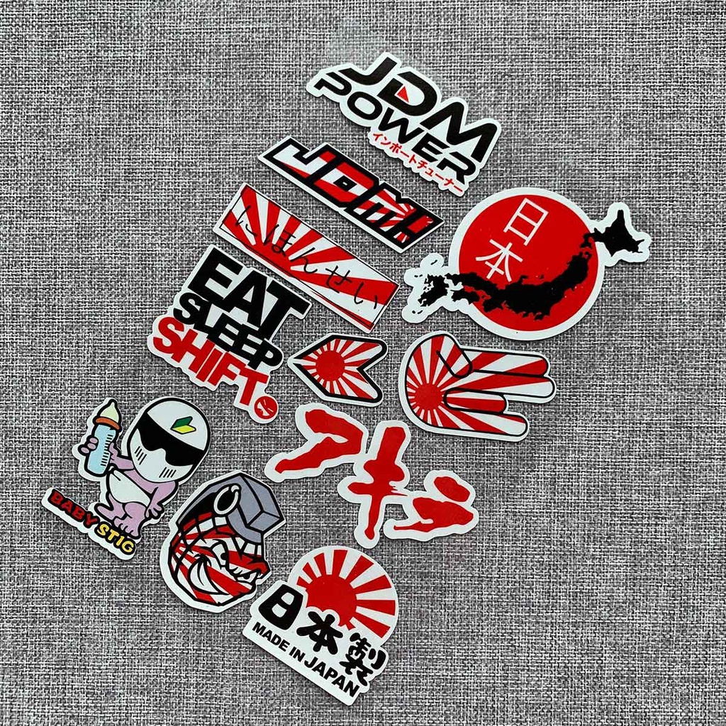 JDM Reflective Stickers Motorcycle Waterproof Racing Motorcross Decals Car Decoration