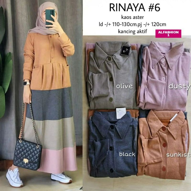 Rinaya #6 Midi, MIDI DRESS MUSLIM JUMBO CANTIK FIT XXX6LD 110-130 BAHAN KAOS ASTER IMPORT TERMURAH OOTD MODIS