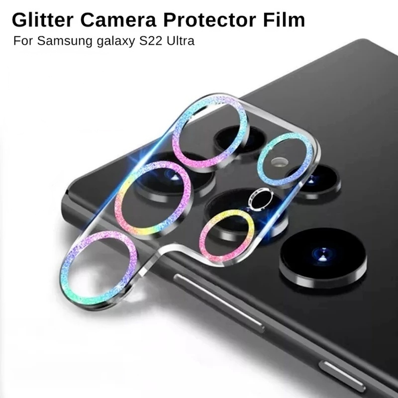 Film Pelindung Lensa Kamera Glitter 3D Untuk Samsung Galaxy S22 Ultra