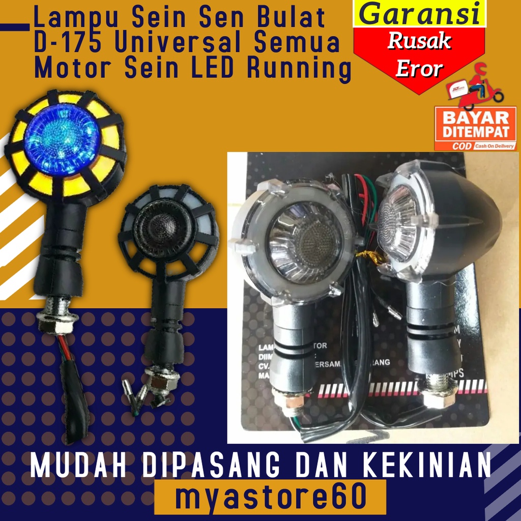 Lampu Sein Sen LED Bulat D-175 Semua Motor Lampu Sein LED Running Flowing UNIVERSAL