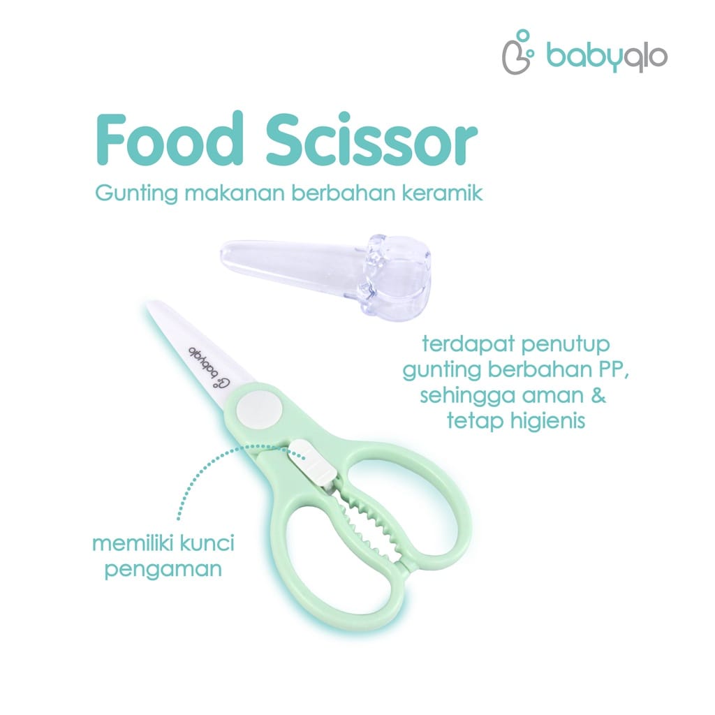 Babyqlo Food Scissor - Gunting Makanan Berbahan Keramik (BQ-9017)