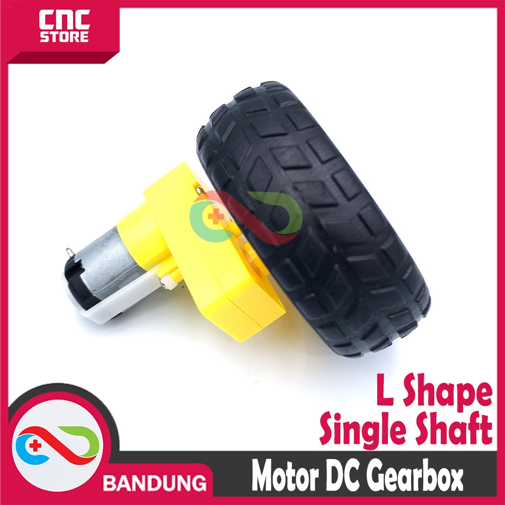 MOTOR DC GEARBOX L SHAPE SINGLE SHAFT SMART CAR + RODA