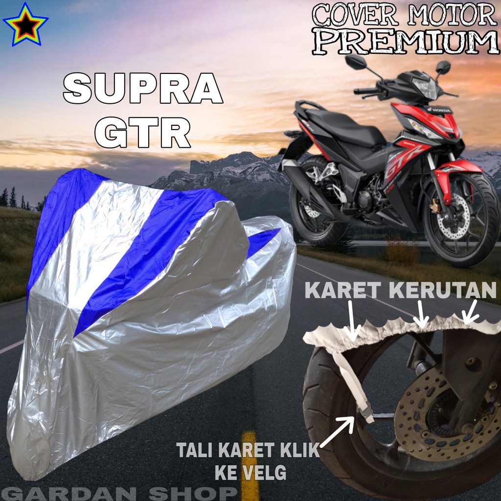 Sarung Motor SUPRA GTR Silver BIRU Body Cover Penutup Motor Supra Gtr PREMIUM