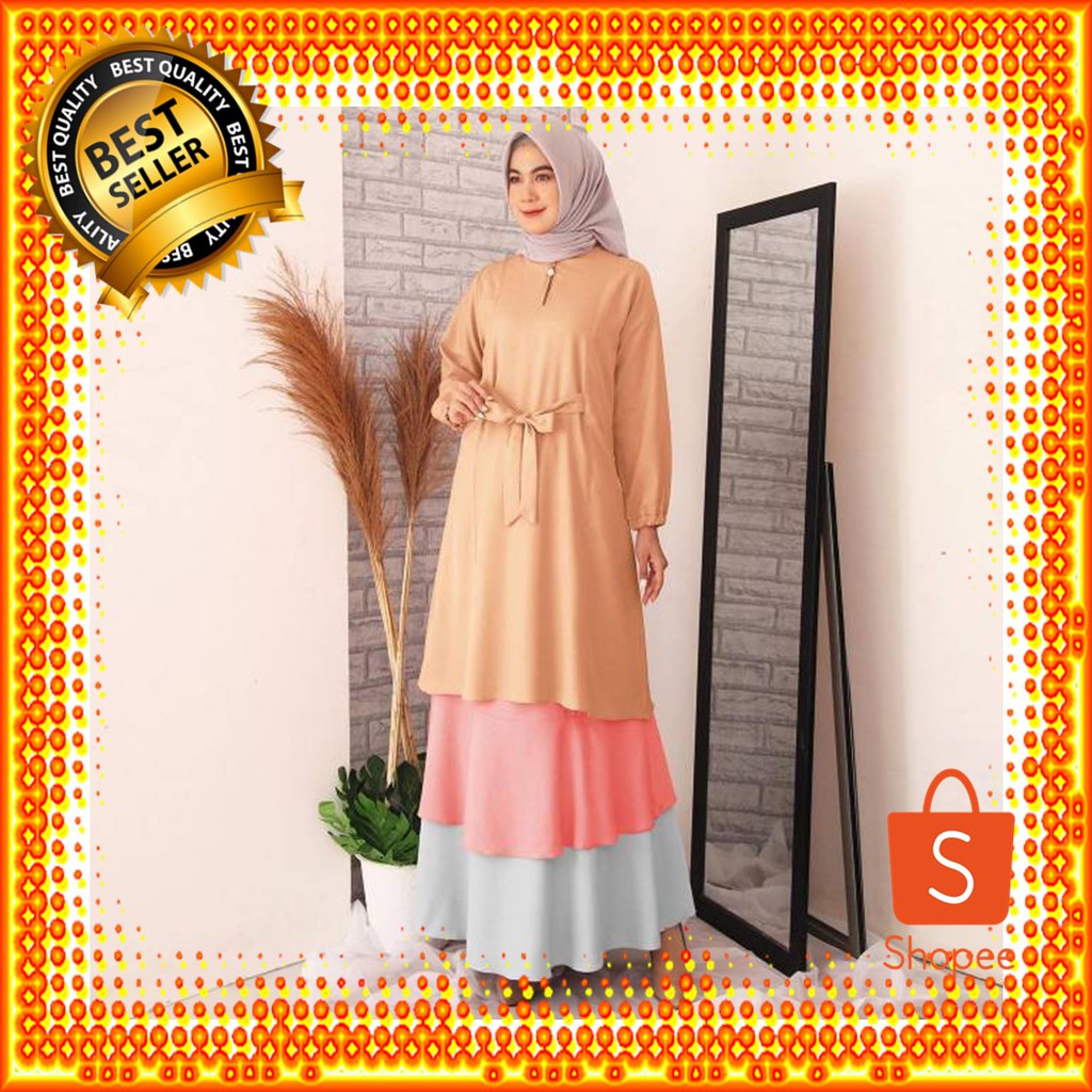 NEW Baju Gamis Wanita Polos Set Bahan Diamond Crepe 9-0012