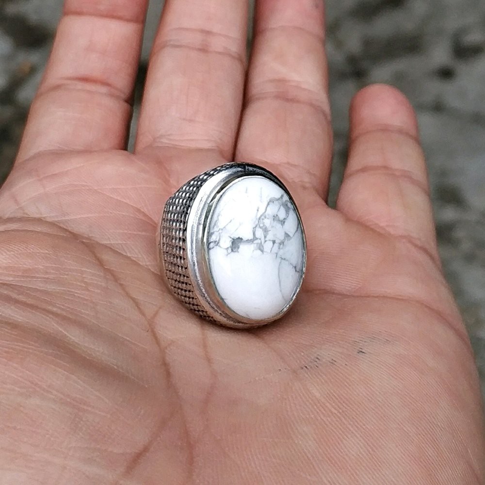 CINCIN BATU AKIK NATURAL WHITE TURQUOISE