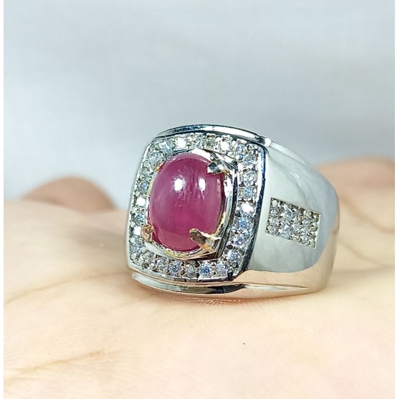 BATU PERMATA RUBY ASLI NATURAL IKATAN RING PERAK BANGKOK 926