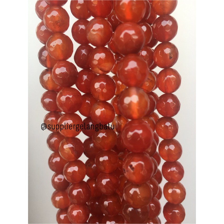 batu beads CUTTING 10mm orange carnelian faceted agate oren aksesoris pria wanita fashionita craft