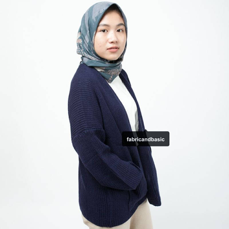 [ TEBAL ] Cardigan Rajut Oversize Wanita  |  Lavella Kardigan Rajut Oversize Outer Wanita-Navy