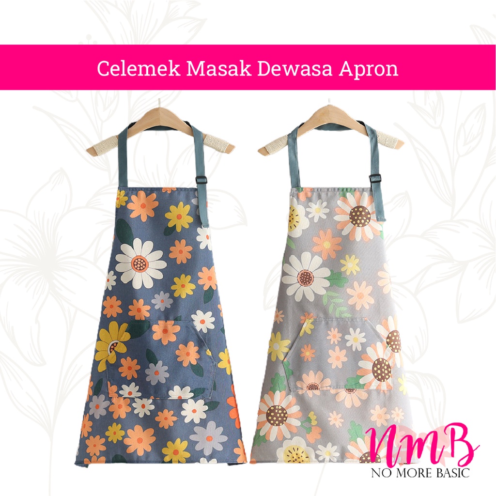 Celemek Masak Dewasa Apron Motif Polos &amp; Floral