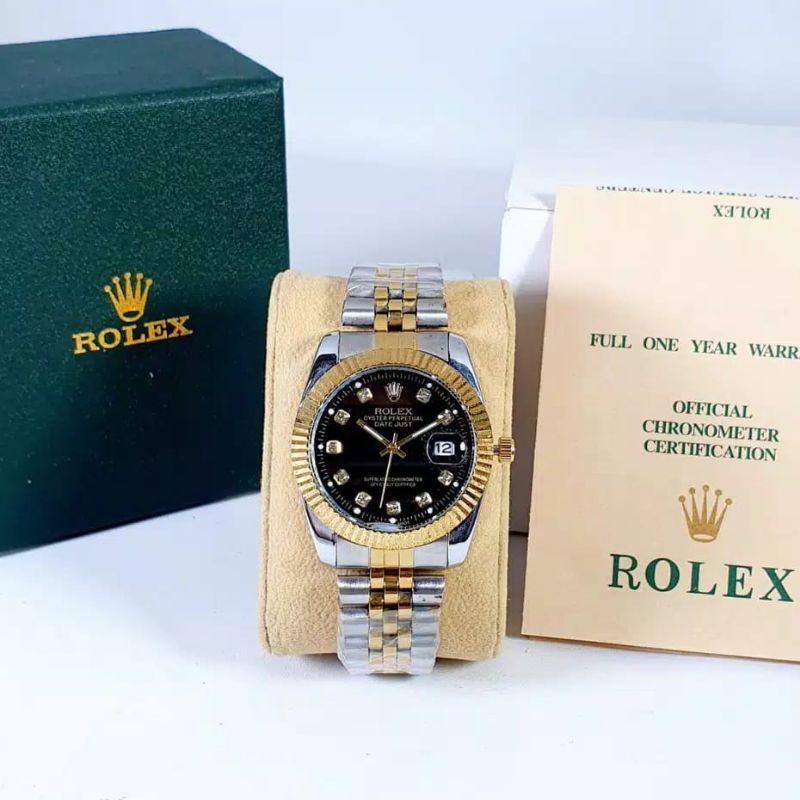 COD// Jam Tangan Wanita Tahan Air /Jam Tangan Rantai Rolex Tanggal on Free Bok