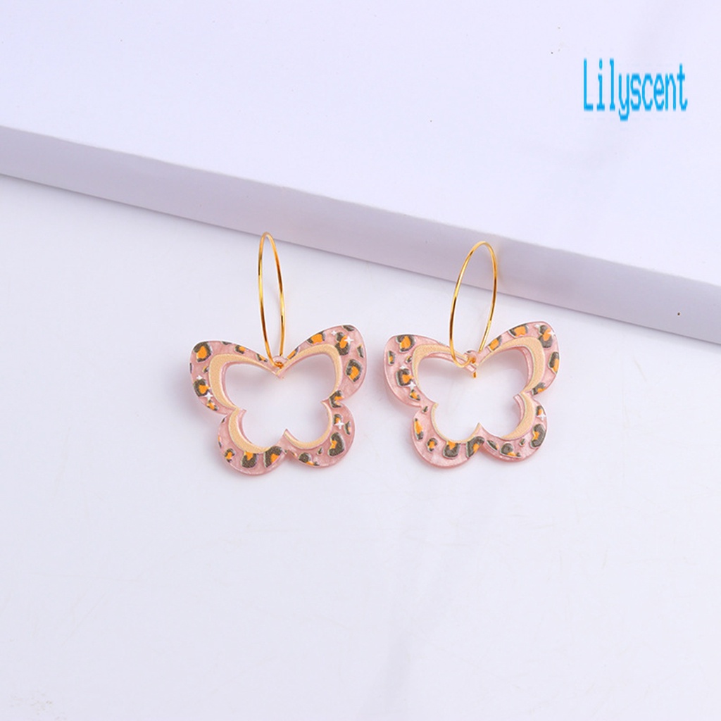 Ls 1 Pasang Anting Tusuk Gantung Wanita Desain Kupu-Kupu Hollow Vintage Warna-Warni Untuk Pesta / Liburan