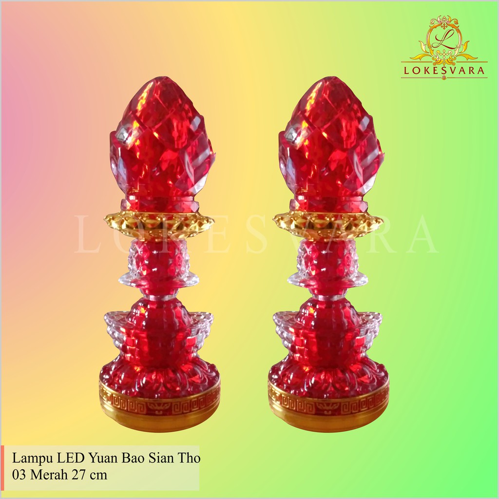 Lampu Altar Puja Sembahyang LED Yuan Bao Sian Tho 03 Merah