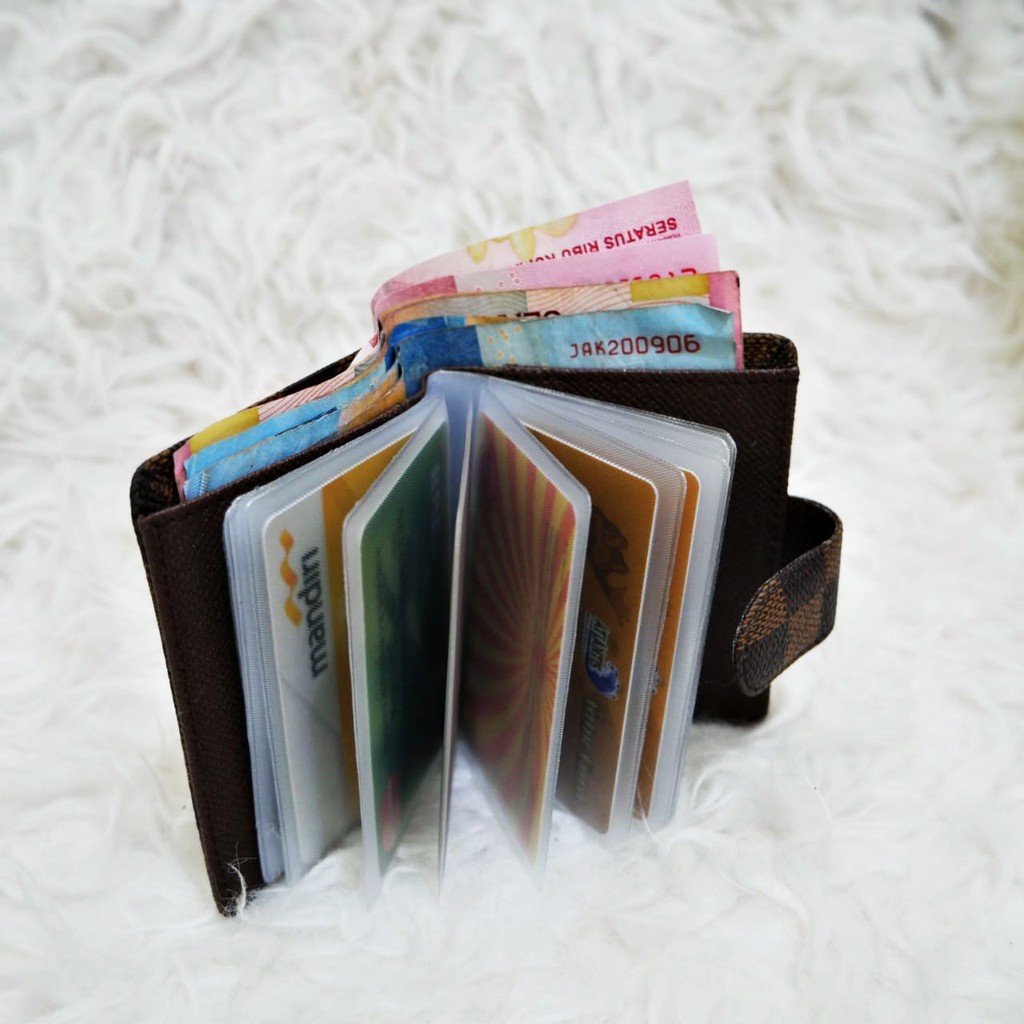 Dompet kartu kancing 2 slot kartu 14 ada slot uang Kertas Murah Import Wanita Pria THR