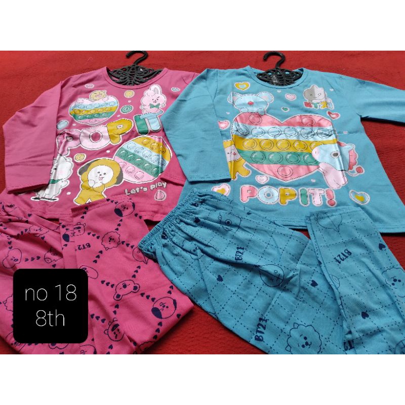 setelan bt21 baju harian baju tidur anak bts dedina