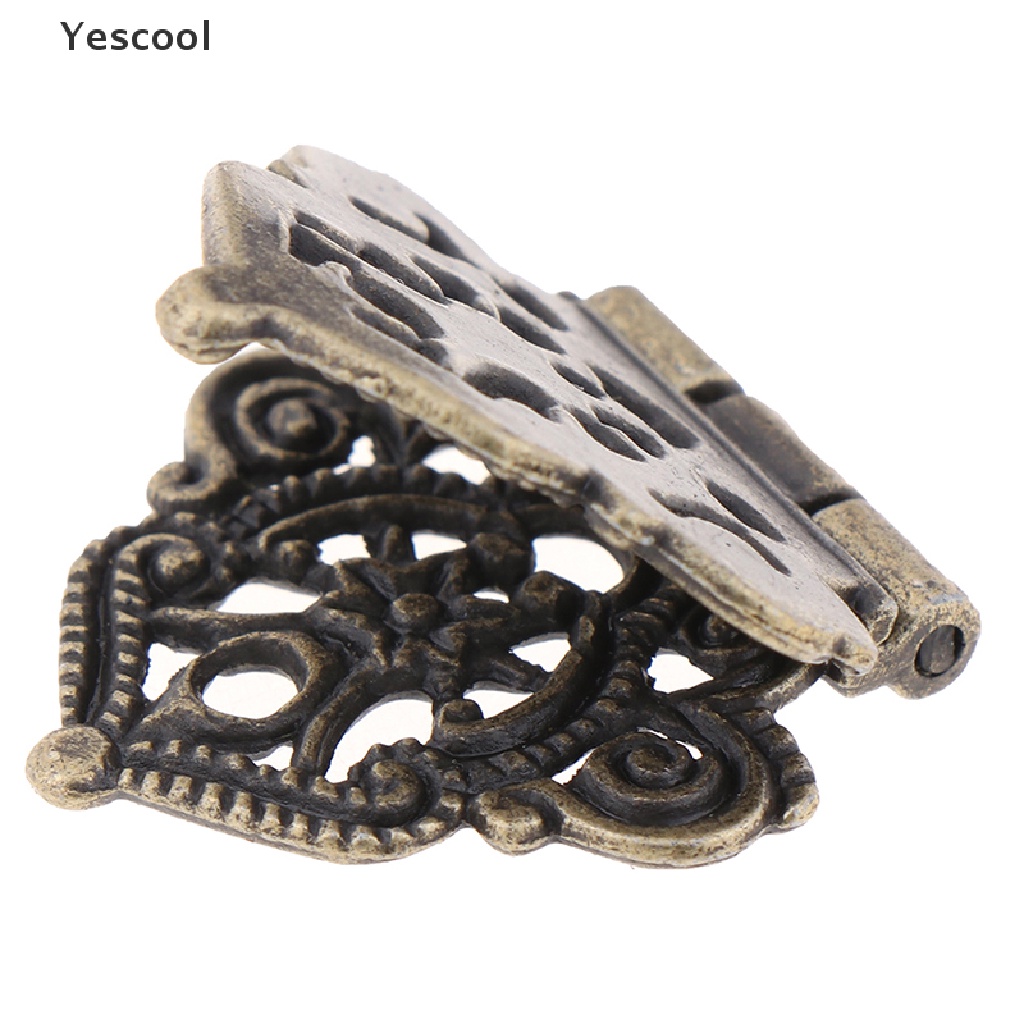 Yescool 2pcs Engsel Pintu Lemari Model Bunga Hollow Bahan Alloy Ukuran 24x54mm