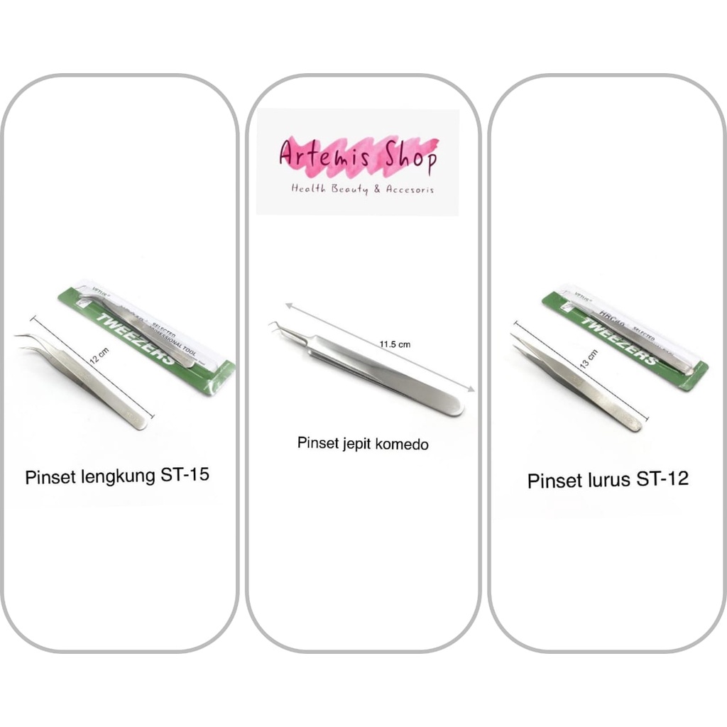 Pinset Vetus Tweezers Pinset Lurus /  Pinset Bengkok / Lengkung  ST-12 / ST-15  Stainless Steel untuk cabut bulu sarang walet