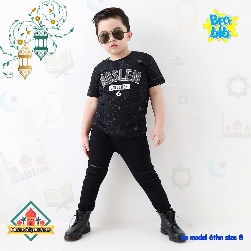 KAOS ANAK LAKI LAKI MUSLIM SERIES PENDEK USIA 6-14 TAHUN