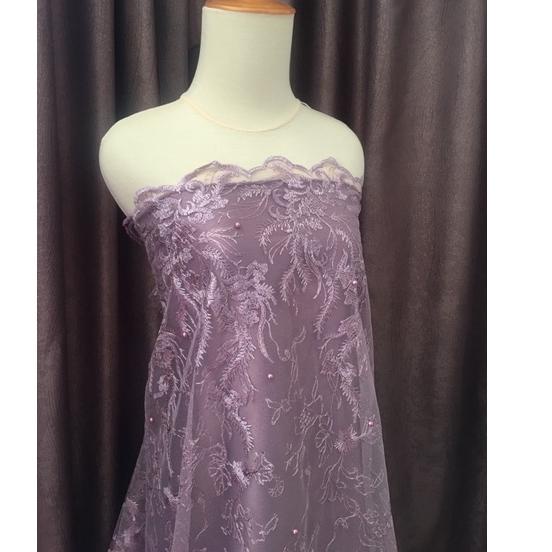 ❄ Premium Tile Mutiara Bordir Bulgari warna purple Ungu Lilac Taro ♪