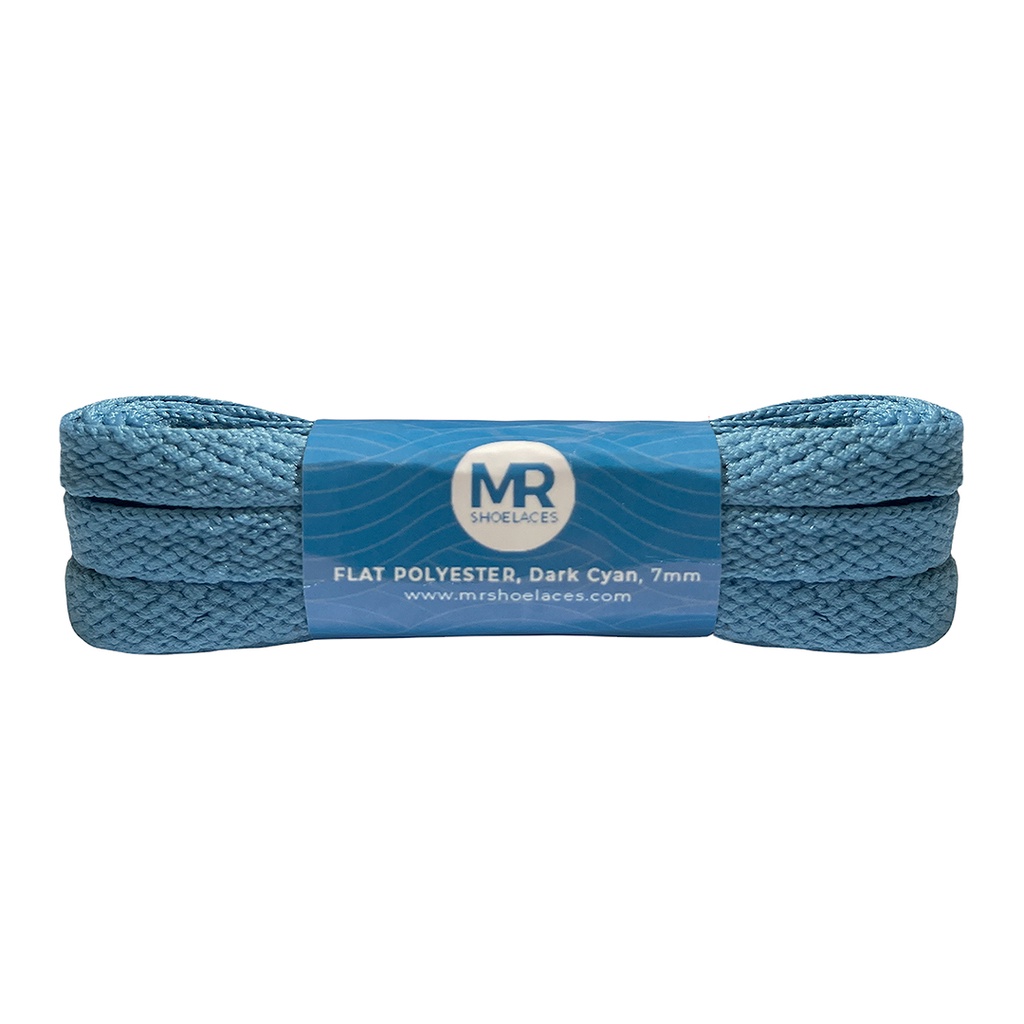 MR Shoelaces FP21 Sian Tua (Dark Cyan) Tali Sepatu Polyester Pipih Flat 7mm 80cm 90cm 100cm 120cm 130cm 150cm 180cm 200cm untuk Sneakers - Premium Shoelace