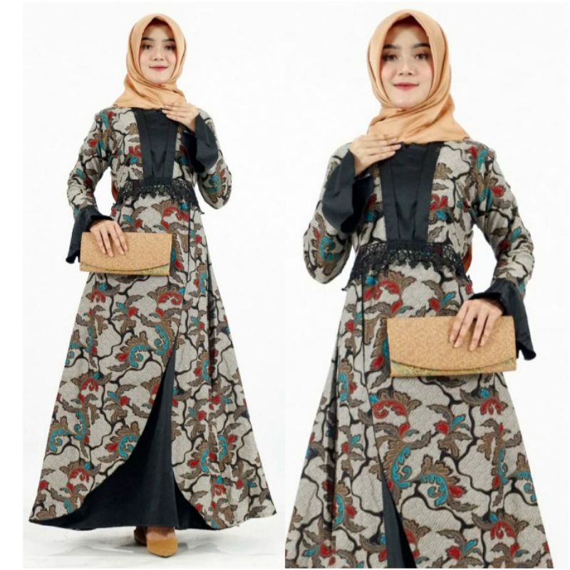 Gamis Batik Wanita Muslim Jumbo XXL Longdress Maxi Big Size Modern RHM-Ab