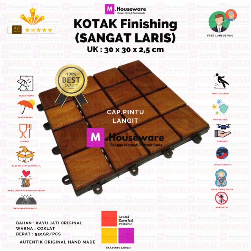 Lantai Kayu Motif Kotak / Decking Tile Kayu Jati UK 30x30cm