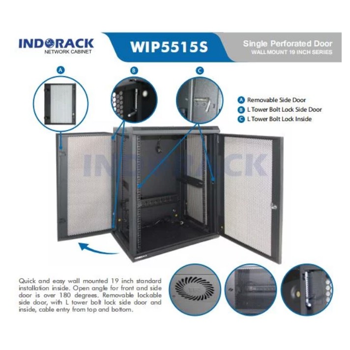 Wallmount Rack WIP5515S Rack Server 15U Single Perforated Door 19 inch Series