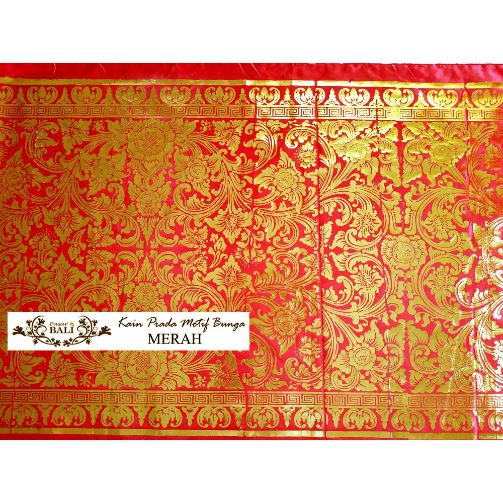 Kain Prada Motif Bunga - Merah