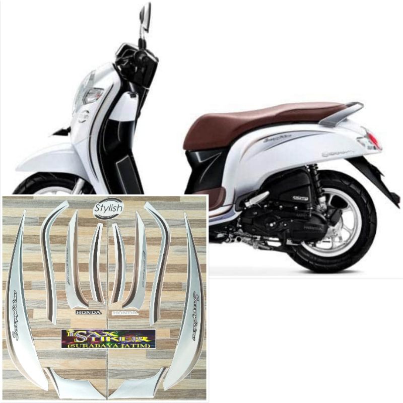 striping original Honda Scoopy stylish putih white tahun 2017 2018