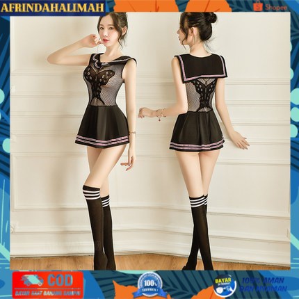 

{TERBARU} Lingerie Seksi Sexy Set Cosplay Model Seragam Sekolah G String A311