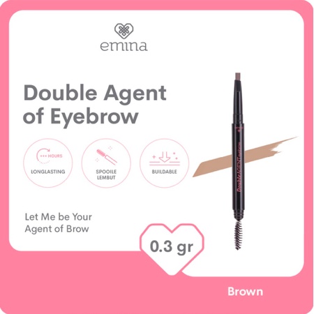 Emina Double Agent Eyebrow Brown | Pensil alis matic