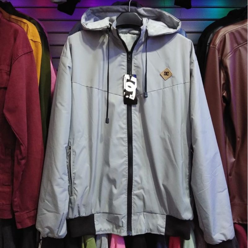 JAKET BOLAK BALIK 2IN1 / JAKET MOTOR / BB / PARASUT / PRIA WANITA / DISTRO-ABU MUDA